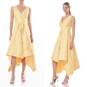 🆕️ Kay Unger Pleated Floral Jacquard Handkerchief Dress